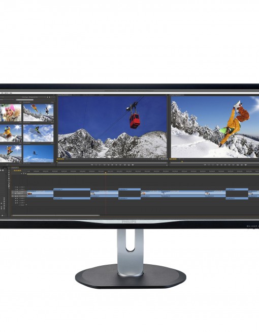 Монитор LED Philips 34", UltraWide, QHD, DisplayPort, VGA, DVI, HDMI, Черен, BDM3470UP