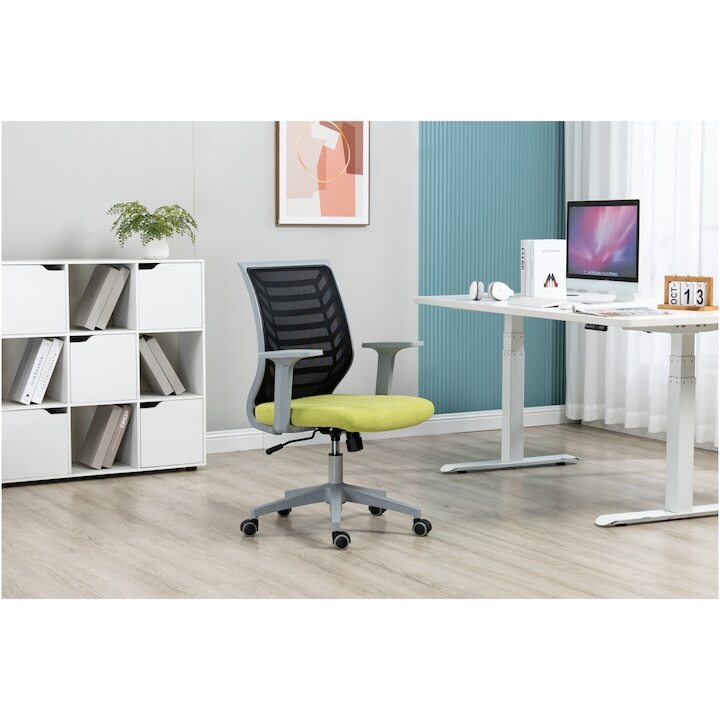 Офис стол Kring Seth, Мрежа, Регулируема височина, Черен/Жълт