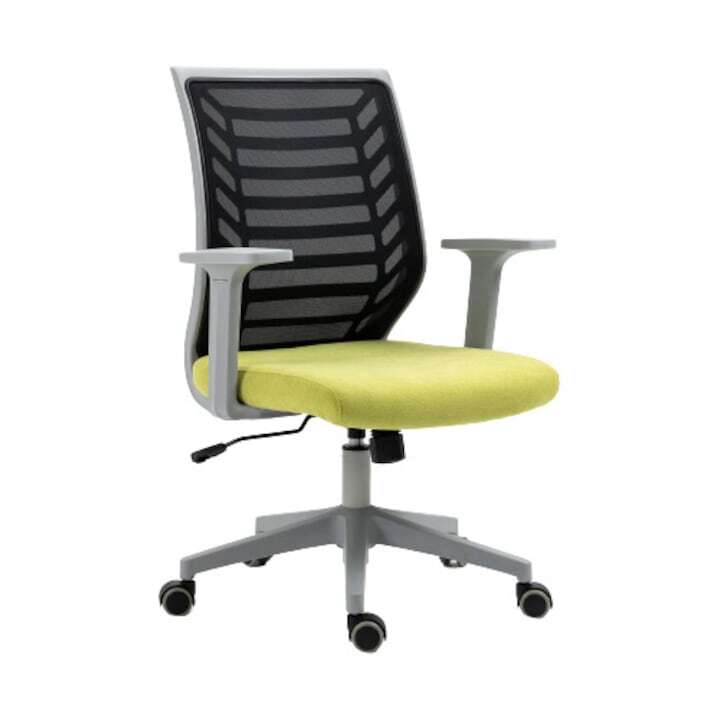 Офис стол Kring Seth, Мрежа, Регулируема височина, Черен/Жълт